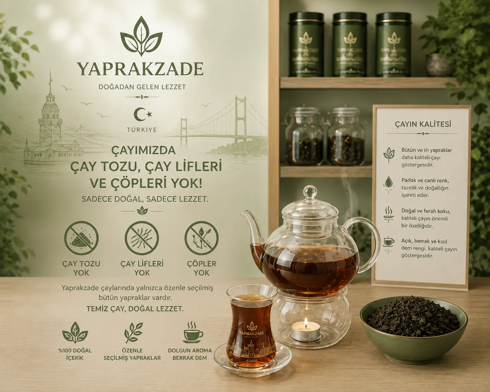 Saf Çay: Toz, Lif, Çöp Yok